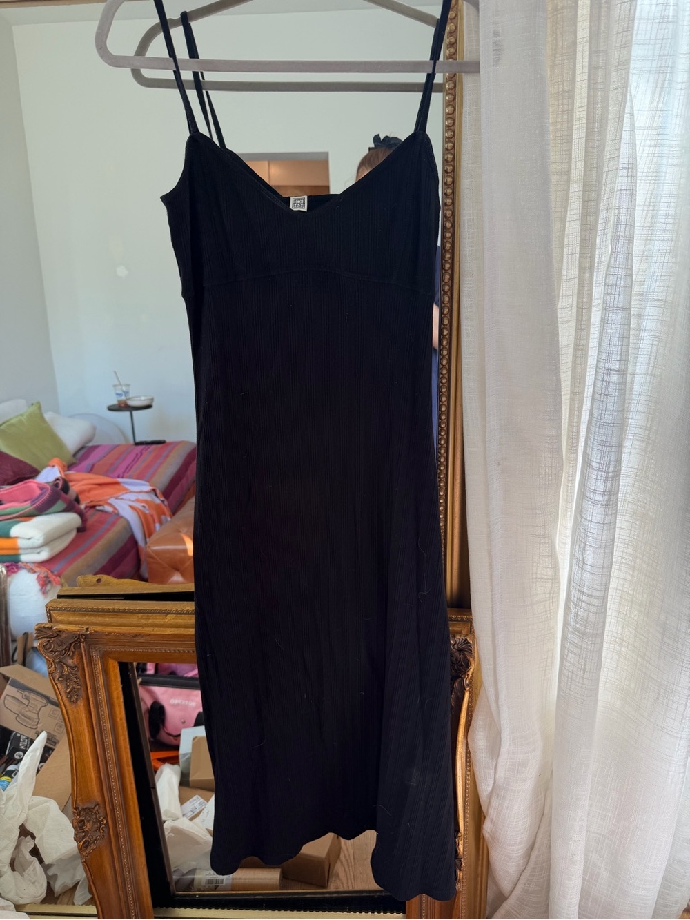 Toteme Black Slip Dress with Spaghetti Straps